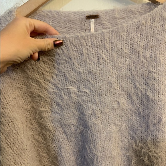 Free People Fuzzy Pop Star Cropped Eyelash Knit Lilac Light Purple Sweater - Picture 3 of 3
